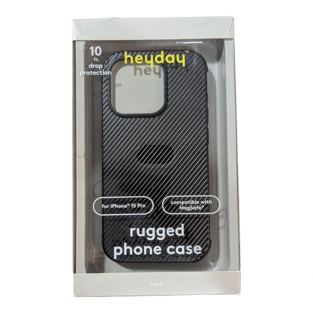 M6. Heyday Magsafe Compatible Rugged Phone Case‎ For Apple iPhone 15 Pro Black